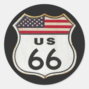 Route US 66 Runder Aufkleber