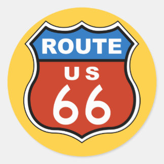 Route US 66 Unterschrift Runder Aufkleber