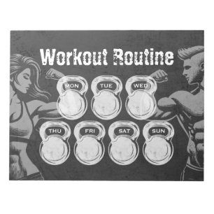 Routine Weekly Planer Chic Gym Kettlebell Notizblock