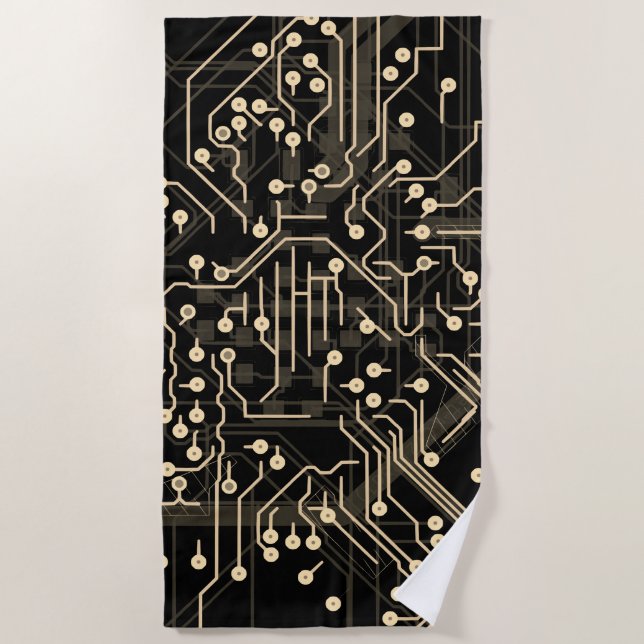 Routing Process Black Gold Abstrakt Moderne Coole Strandtuch (Vorderseite)