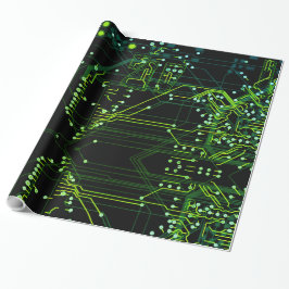 Routing-Prozess Grüner Abstrakter elektronischer G Geschenkpapier