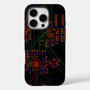 Routing-Prozess Rot-Grün-Abstrakt-Elektronik-Geek iPhone 16 Pro Hülle