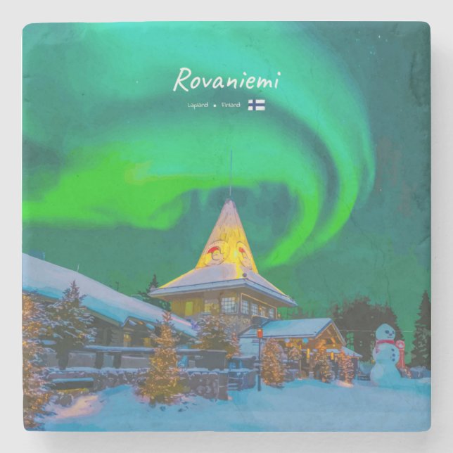 Rovaniemi, Finnland - Magische Aurora  Steinuntersetzer (Vorderseite)