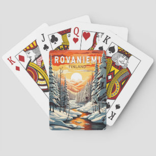 Rovaniemi Finnland Reise Kunst Vintage Spielkarten