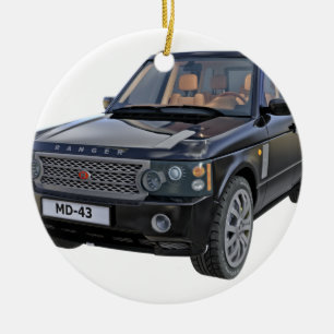 Rover-Auto im Schwarzen Keramik Ornament