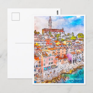 Rovinj Kroatien Reisen Place Watercolor Postkarte