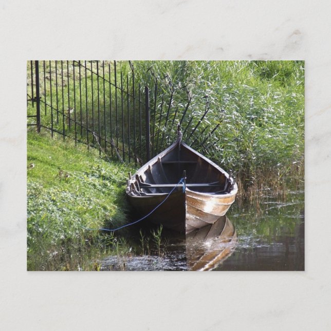 ROW BOAT FLUSS NATURE GRASSES LANDESSCENERY POSTKARTE (Vorderseite)