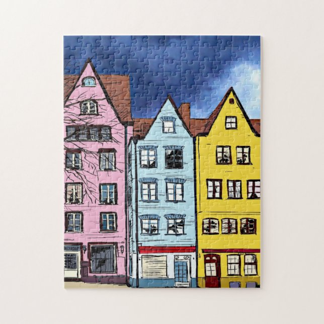 ROW HOUSES ART JIGSAW PUZZLE (Vertikal)