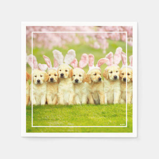 Row of Puppy Bunnies Serviette