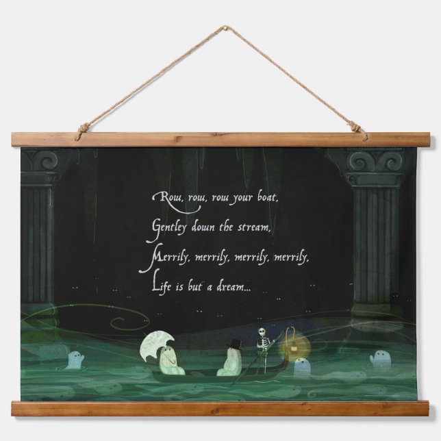 Row, Row ,Row Your Boat Wandteppich Mit Holzrahmen (Vorne)