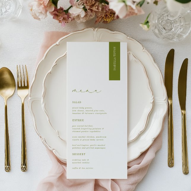 ROWAN Moderne Hochzeitsplatzkarte Menükarte (Von Creator hochgeladen)