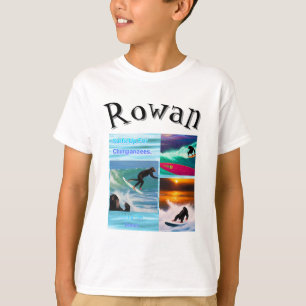 Rowan Name Mit Surfenden Schimpansen, T-Shirt