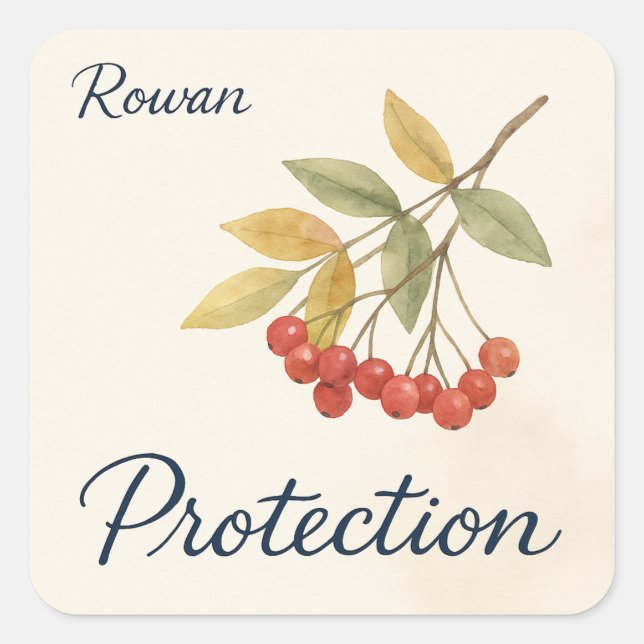 Rowan-Schutz Quadratischer Aufkleber (Vorderseite)