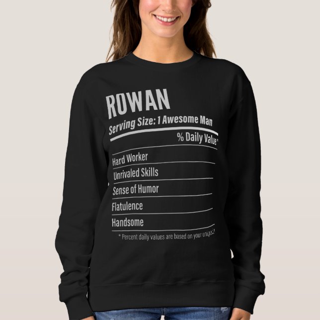 Rowan Serving Size Nutrition Label Calories Sweatshirt (Vorderseite)