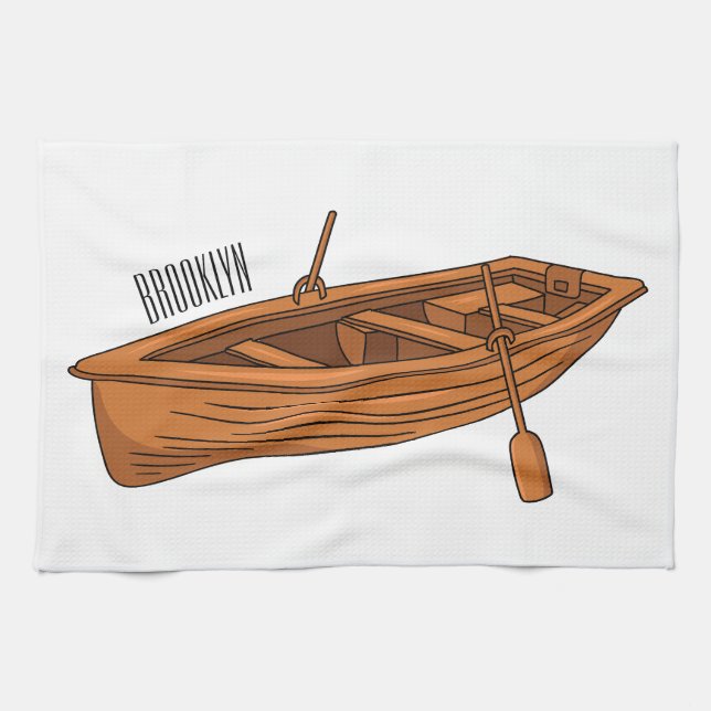 Rowboat-Cartoon-Abbildung Geschirrtuch (Horizontal)