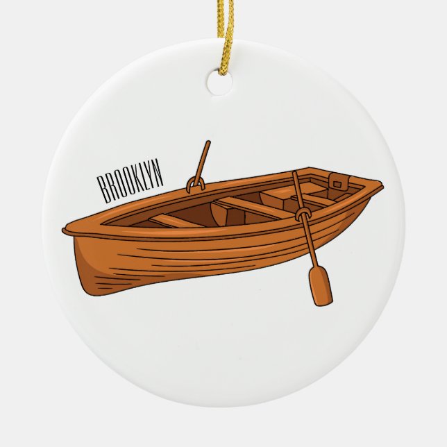 Rowboat-Cartoon-Abbildung Keramik Ornament (Vorne)