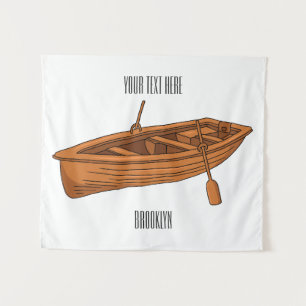 Rowboat-Cartoon-Abbildung Wandteppich
