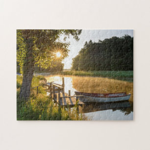 Rowboat festgemacht in See Puzzle