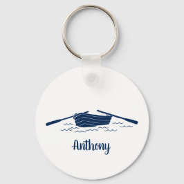 Rowboat Graphic in Navy Blue Personalisiert Schlüsselanhänger
