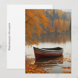 RowBoat Trees Colorful Autumns Wend Timeless Art Feiertagskarte