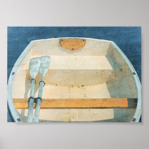 Rowboat und Oars Gelb und Blau Poster