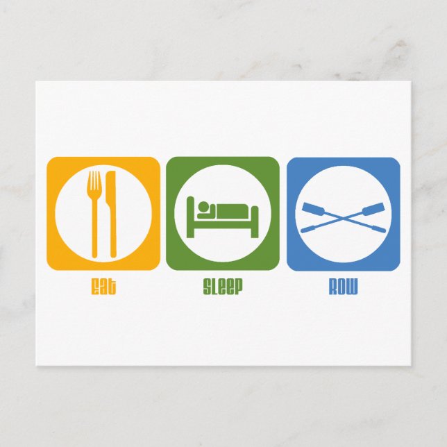 RowChick Eat Sleep Row Postkarte (Vorderseite)