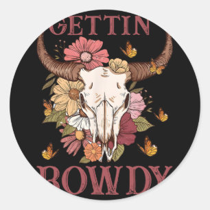 Rowdy Western Cowgirl Wildflower Groovy Ba-Deutsch Runder Aufkleber