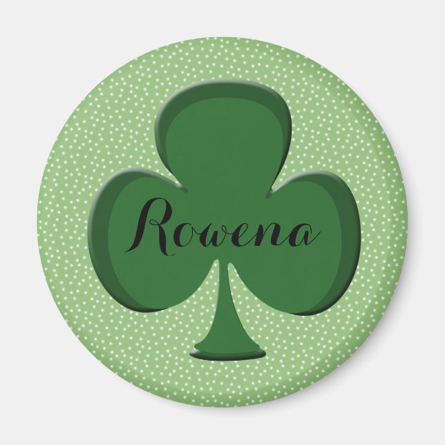 Rowena Irish Kleeblatt Round Name Magnet | Bearbei (Vorne)