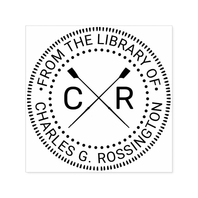 Rowers Crew 2 Initial Library Book Name 2B Permastempel (Design)