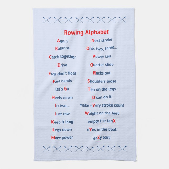 Rowing-Alphabet blass Geschirrtuch (Vertikal)