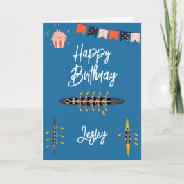 Rowing Birthday Cards Crew Sport Boat Rower Kayak Karte