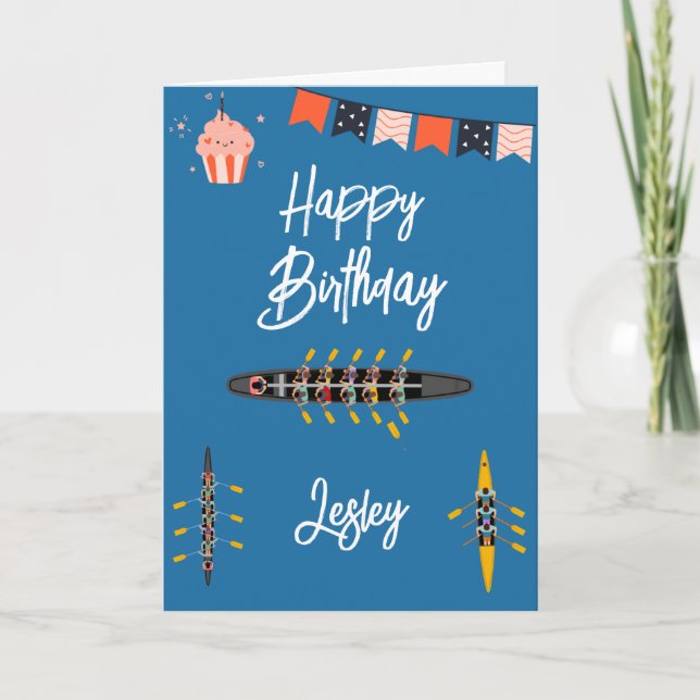 Rowing Birthday Cards Crew Sport Boat Rower Kayak Karte (Vorderseite)
