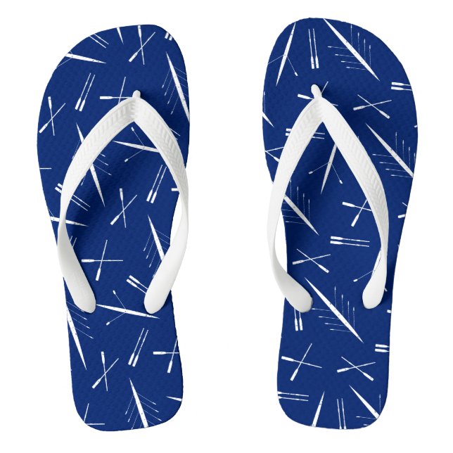 Rowing Club Navy Blau und Weiß Skulptur Gemustert Flip Flops (Fußbett)