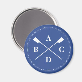 Rowing Crown Oars Monogramm Initialen Marine Magnet