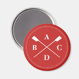 Rowing Crown Oars Monogramm Initialen rot Magnet