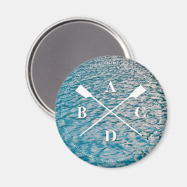Rowing Crown Oars Monogramm Initialen wässrig Magnet