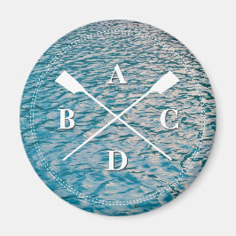 Rowing Crown Oars Monogramm Initialen wässrig Magnet
