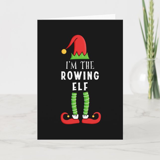 Rowing Elf Weihnachtsmatte Familiengeschenk Karte (Vorderseite)