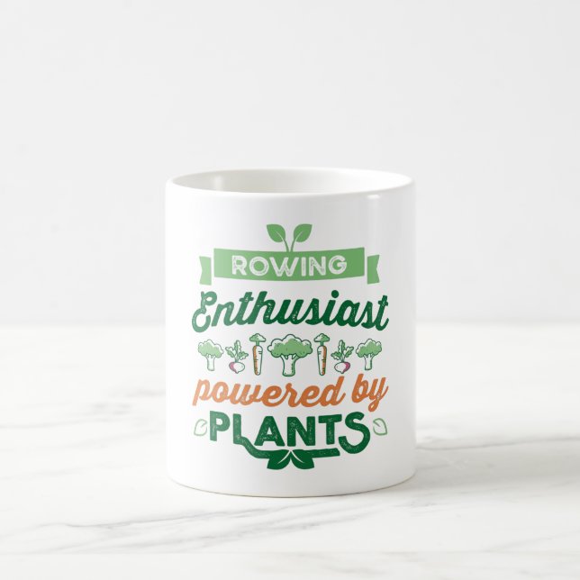Rowing-Enthusiasten mit Pflanze Veganes Geschenk Kaffeetasse (Mittel)