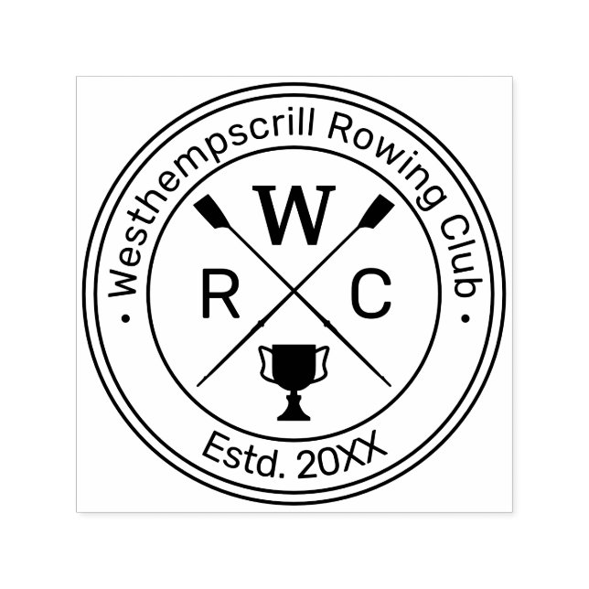 Rowing Rowers Crew Club Trophäe Runde Name Initial Permastempel (Design)
