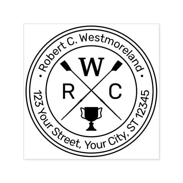 Rowing Rowers Crew Trophäenname Rücksendeadresse Permastempel (Design)