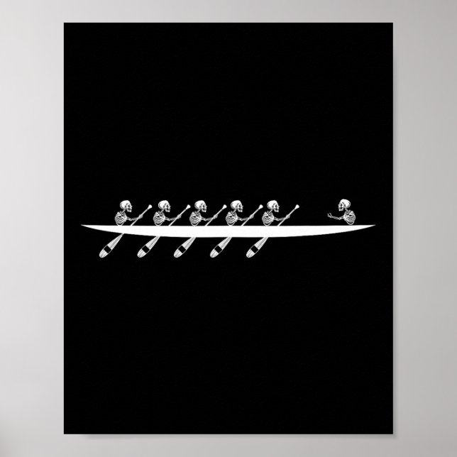 Rowing Skeleton Row Boats Paddle Coxswain Hallowee Poster (Vorne)