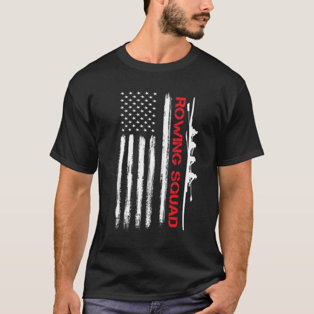 Rowing Squad USA American Flag Row Crew Boat Rower T-Shirt (Vorderseite)