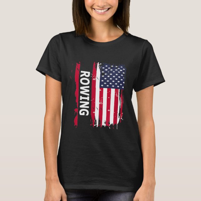 Rowing USA-Geschenk für amerikanische Rowers T-Shirt (Vorderseite)