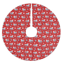 ROWS OF RED WHUE BLUE WINTER ICE SKATE POLYESTER WEIHNACHTSBAUMDECKE