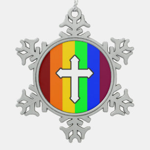 ROY G BIV SCHNEEFLOCKEN Zinn-Ornament