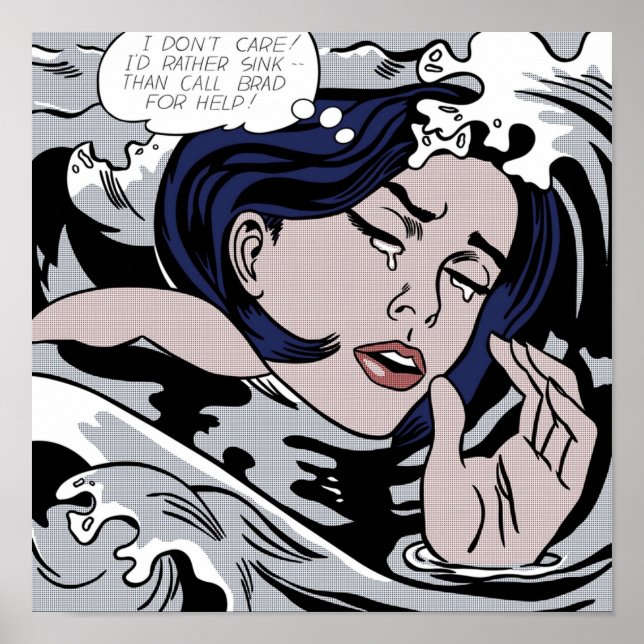 Roy Lichtenstein Drowning Girl Poster (Vorne)