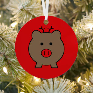 Roy the Christmas Pig Ornament Aus Metall