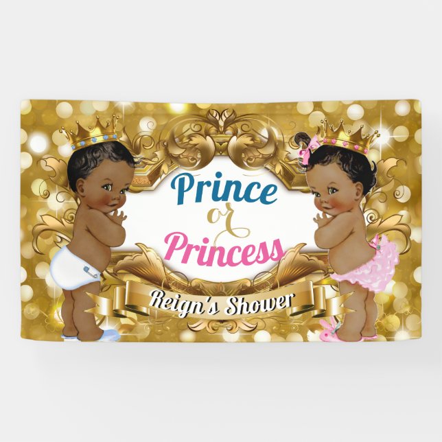 Royal African Gender Reveal Gold Glitzer Banner (Horizontal)