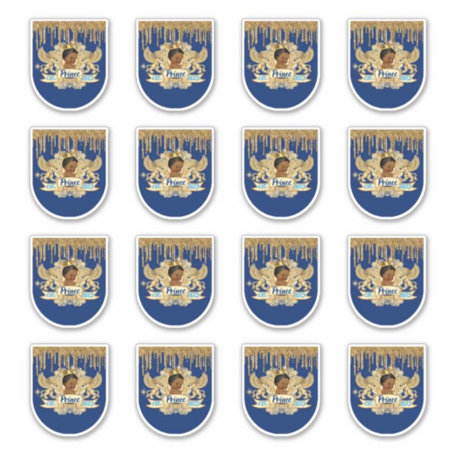 Royal African Prince Blue & Gold Mini Sanitizer Aufkleber (Vorderseite)